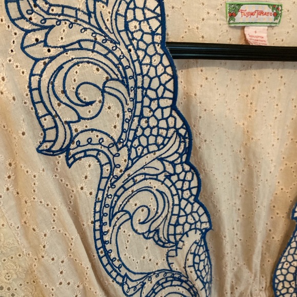 Flying Tomato Embroidered Lace Tie-Front Blouse - Picture 3 of 6